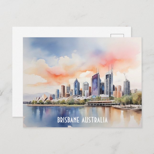 Brisbane watercolor art postcard (Front/Back)