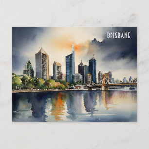Brisbane watercolor art postcard