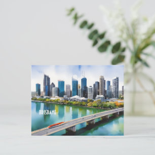 Brisbane watercolor art postcard
