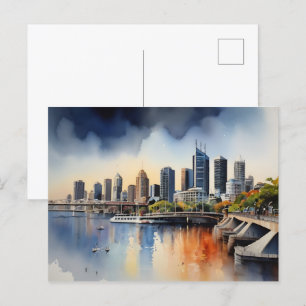 Brisbane watercolor art postcard