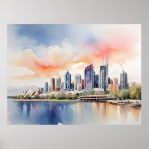Brisbane watercolor art poster