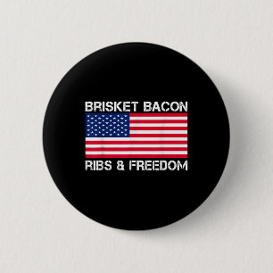 Brisket Bacon Ribs & Freedom Grill Bbq Meat Sm 6 Cm Round Badge