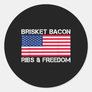 Brisket Bacon Ribs & Freedom Grill Bbq Meat Sm Classic Round Sticker
