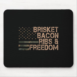 Brisket Bacon Ribs And Freedom Grill Bbq Funny Mea Mouse Pad