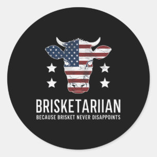 Brisket Bbq For Men Funny Dark Humour Brisketarian Classic Round Sticker