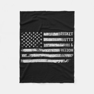 Brisket Butts Ribs And Freedom Bbq American Flag 1 Fleece Blanket