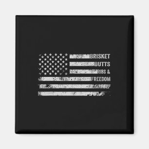 Brisket Butts Ribs And Freedom Bbq American Flag 1 Magnet