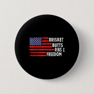 Brisket Butts Ribs And Freedom Bbq American Flag _ 6 Cm Round Badge