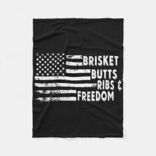 Brisket Butts Ribs And Freedom Bbq American Flag Fleece Blanket