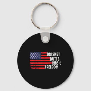 Brisket Butts Ribs And Freedom Bbq American Flag _ Key Ring
