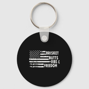 Brisket Butts Ribs And Freedom Bbq American Flag Key Ring