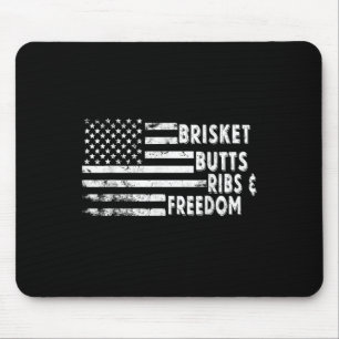 Brisket Butts Ribs And Freedom Bbq American Flag Mouse Pad