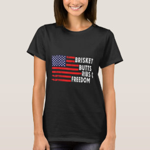 Brisket Butts Ribs And Freedom Bbq American Flag _ T-Shirt