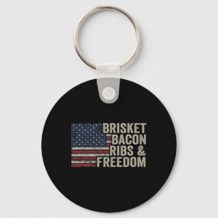 Brisket Bycon Ribs And Freedom - Grill Bbq Funny M Key Ring