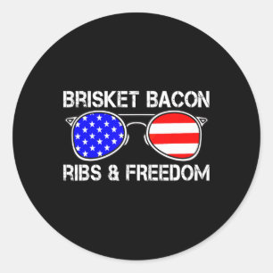 Brisket Bycon Ribs And Freedom Grill Bbq Meat Smok Classic Round Sticker