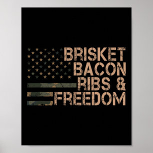 Brisket Con Ribs And Freedom Grill Bbq Funny Meat  Poster