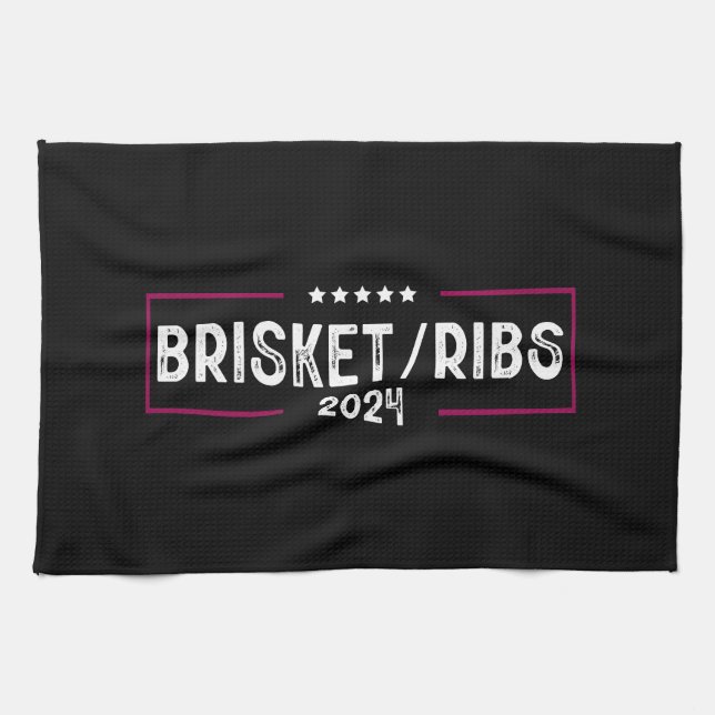 Brisket Ribs 2024 BBQ Barbecue Political Election Tea Towel (Horizontal)