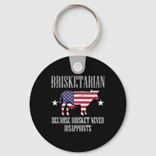 Brisketarian Us Flag Brisket Bbq Byrbecue 4th July Key Ring