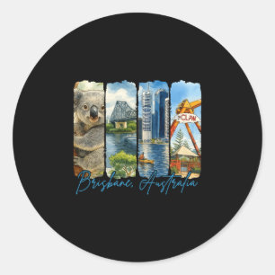 Brisne Australia Traveling Brushstroke Souvenir Va Classic Round Sticker
