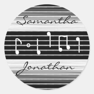 Bristles Musical Notes Personalised Classic Round Sticker