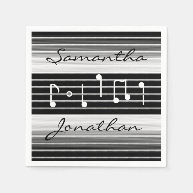 Bristles Musical Notes Personalised Napkin (Front)