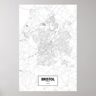 Bristol, England (black on white) Poster