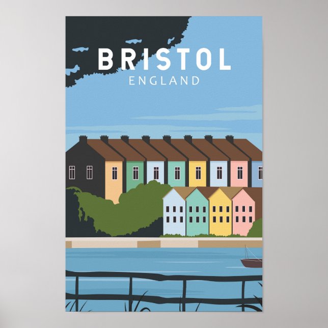 Bristol England Retro Travel Art Vintage Poster (Front)