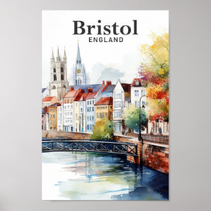 Bristol England Watercolor Painting Travel Poster