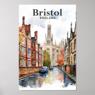 Bristol England Watercolor Painting Travel Poster