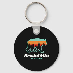 Bristol Mountain New York Skiing Snowboarding Bear Key Ring
