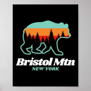 Bristol Mountain New York Skiing Snowboarding Bear Poster