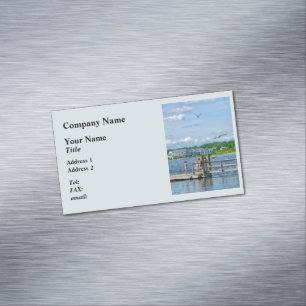 Bristol RI - Little Girls Watching Seagulls Magnetic Business Card