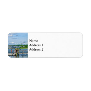 Bristol RI - Little Girls Watching Seagulls Return Address Label