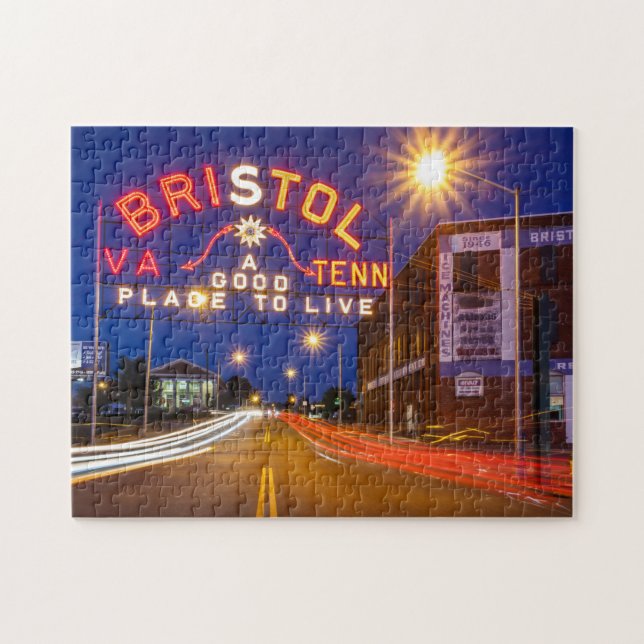 Bristol Sign in Maroon and Orange Jigsaw Puzzle (Horizontal)