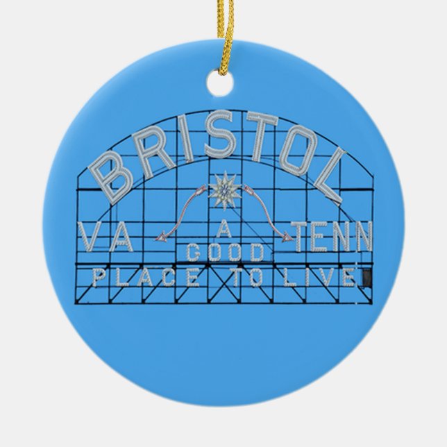 Bristol Slogan Sign Blue Ceramic Ornament (Front)
