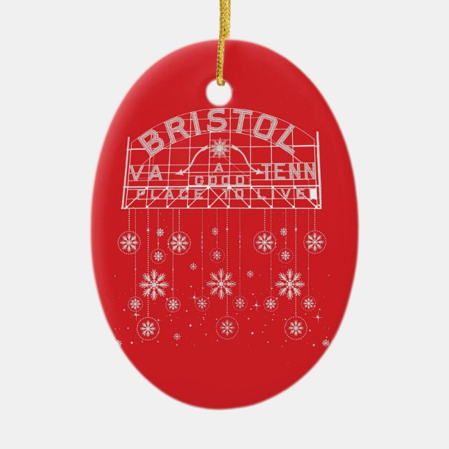 Bristol Slogan Sign Red Christmas Ceramic Ornament (Front)