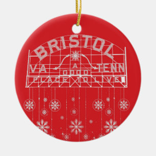Bristol Slogan Sign Red Christmas circle Ceramic Ornament