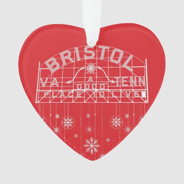Bristol Slogan Sign Red Christmas Heart Ornament (Front)