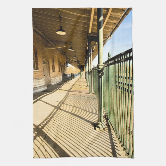 Bristol Train Station Platform Watercolor effect Tea Towel (Vertical)