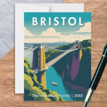 Bristol UK Clifton Suspension Bridge Retro Custom