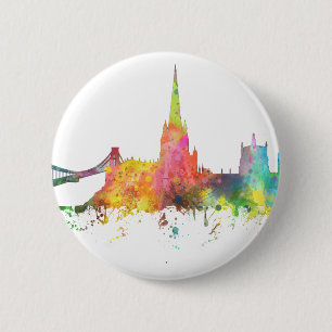 BRISTOL, UK SKYLINE 6 CM ROUND BADGE