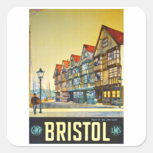 Bristol - UK - Vintage Travel Square Sticker