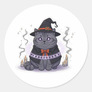 Brit Familiar – British Shorthair Witch’s Familiar Classic Round Sticker