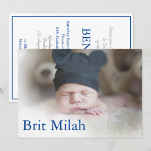 Brit Milah Photo Baby Boy Hebrew Jewish Invitation