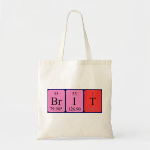 Brit periodic table name tote bag