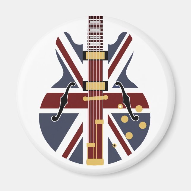 Brit Pop Mod Union Jack Guitar Magnet (Front)