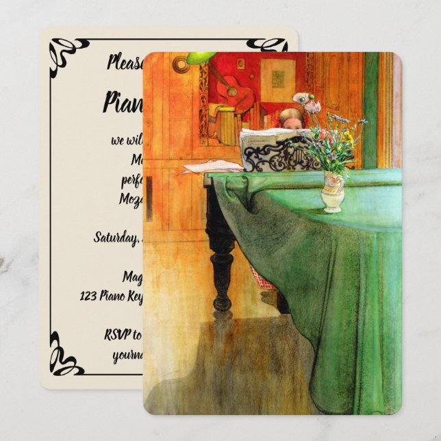 Brita at the Piano by Carl Larsson, Music Recital Invitation (Front/Back)