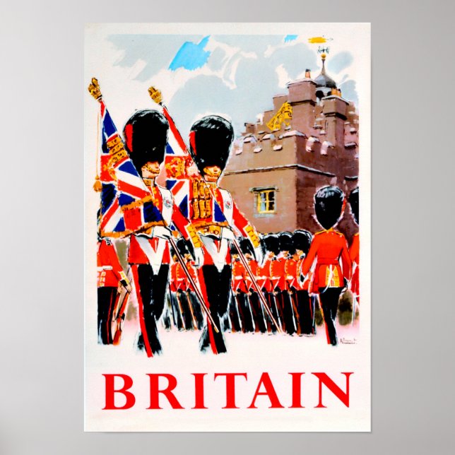 Britain Royal Guards vintage travel Poster (Front)