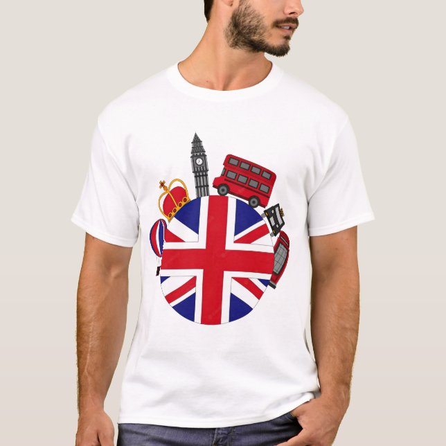Britain Uk London Flag Red Telephone Booth T-Shirt (Front)