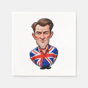 Britain Uk Man Caricature With Union Jack Flag Napkin